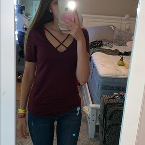 Burgundy top